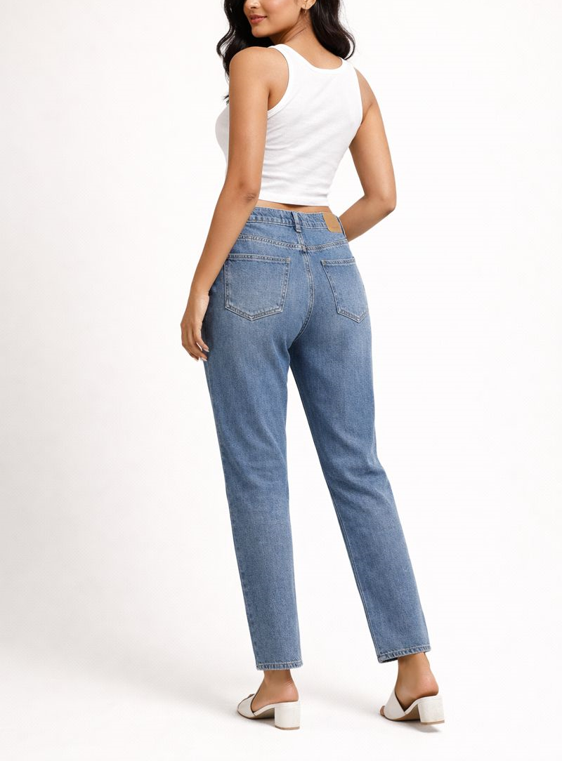 Women's High-Waisted Distressed Denim Jeans