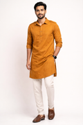 Mustard Yellow Military-Style Pathani Kurta