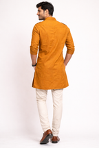 Mustard Yellow Military-Style Pathani Kurta