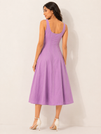 Lavender Panelled Sleeveless Fit & Flare Mini Dress