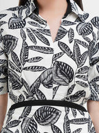 Botanical Sketch A-Line Dress in Black and White