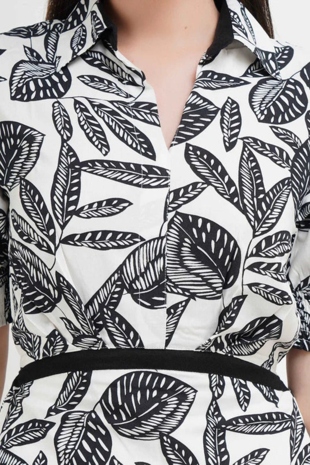 Botanical Sketch A-Line Dress in Black and White