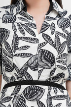 Botanical Sketch A-Line Dress in Black and White