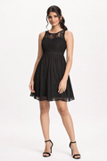 Midnight Lace-Bodice Fit & Flare Dress