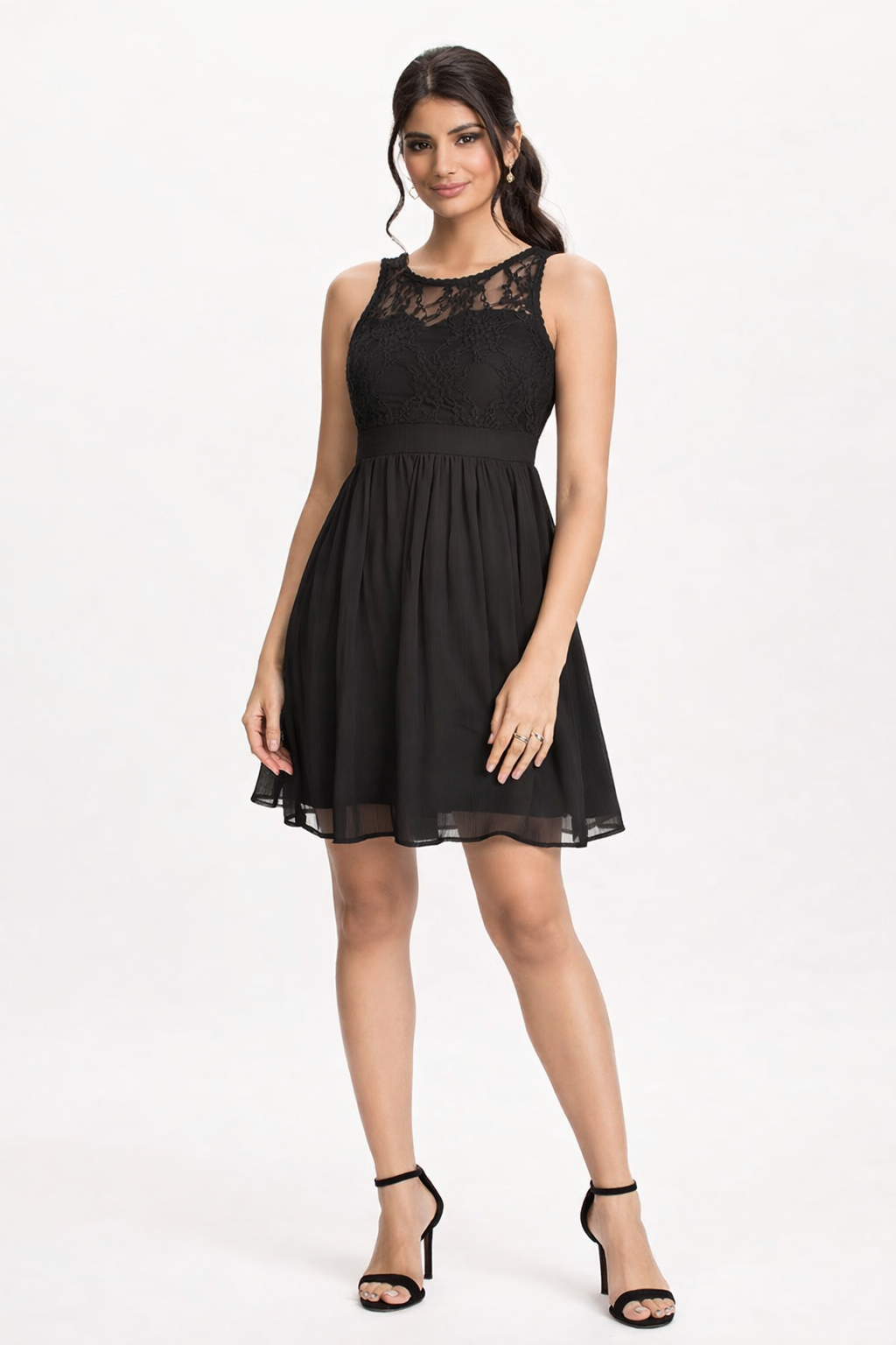Midnight Lace-Bodice Fit & Flare Dress