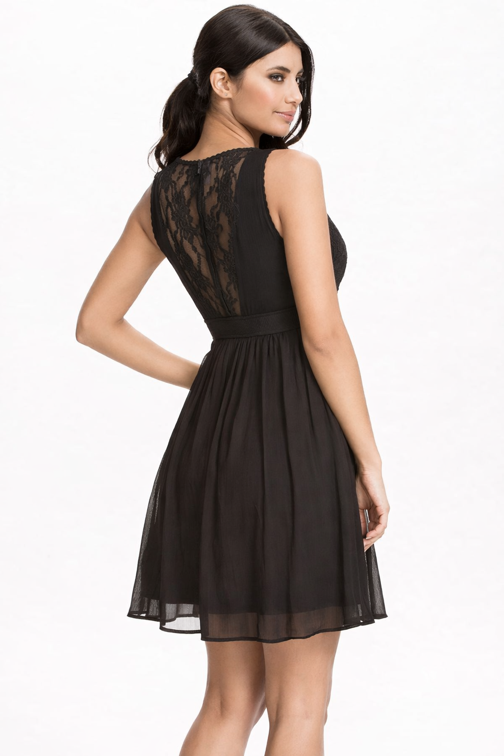 Midnight Lace-Bodice Fit & Flare Dress