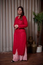 Classic Red Straight Kurta with Sharara