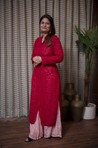 Classic Red Straight Kurta with Sharara