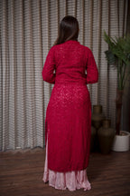 Classic Red Straight Kurta with Sharara