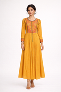 Mustard Marigold Embroidered Maxi Gown