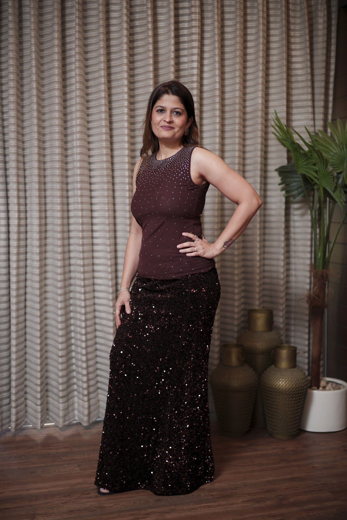 Midnight Glam Sequin Skirt Set