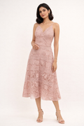 Rose Quartz Geometric Lace Midi Dress