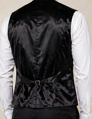 Luxurious Black Crushed Velvet Slim-Fit Waistcoat