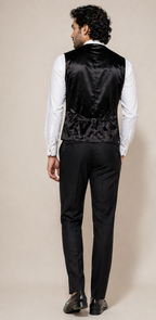 Luxurious Black Crushed Velvet Slim-Fit Waistcoat