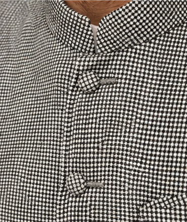 Refined Grey Micro-Check Textured Nehru Jacket
