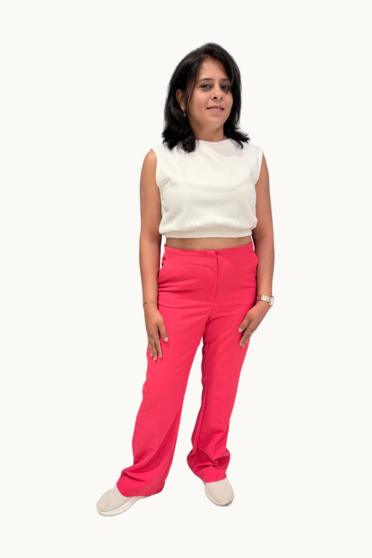 Vibrant Magenta Straight-Leg Trousers