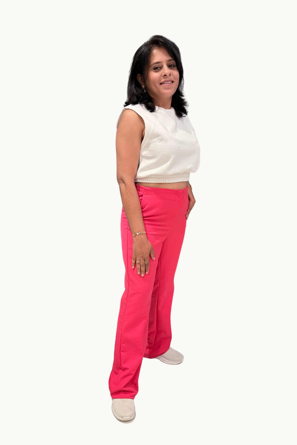 Vibrant Magenta Straight-Leg Trousers