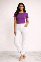 Vibrant Grape Purple Crop Tee
