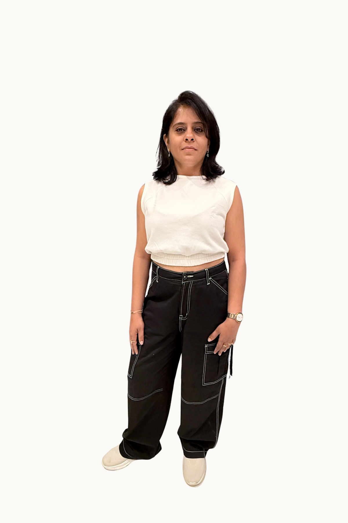 Black Wide-Leg Cargo Trousers
