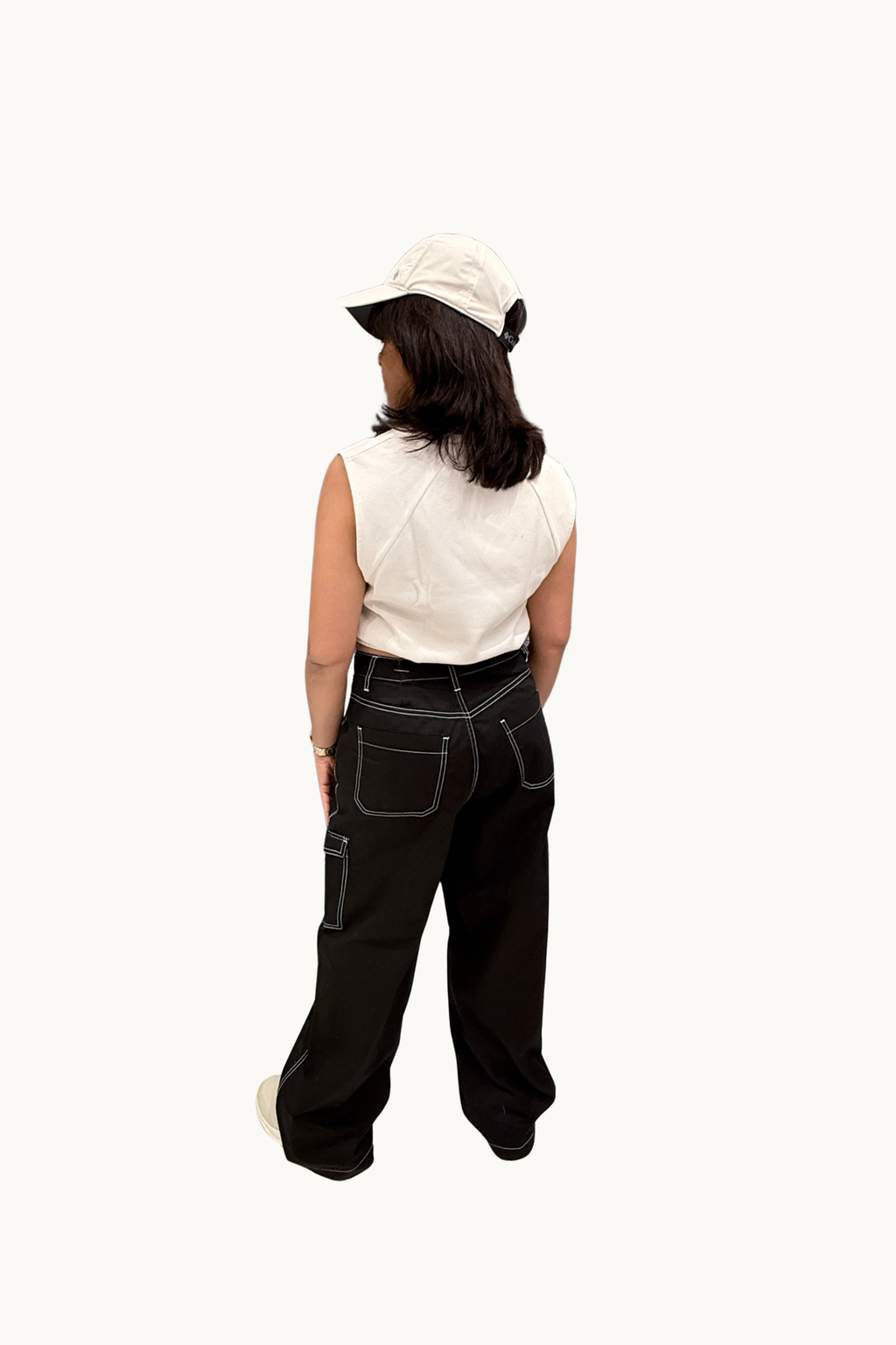 Black Wide-Leg Cargo Trousers