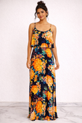 Tropical Floral Layered Maxi Dress