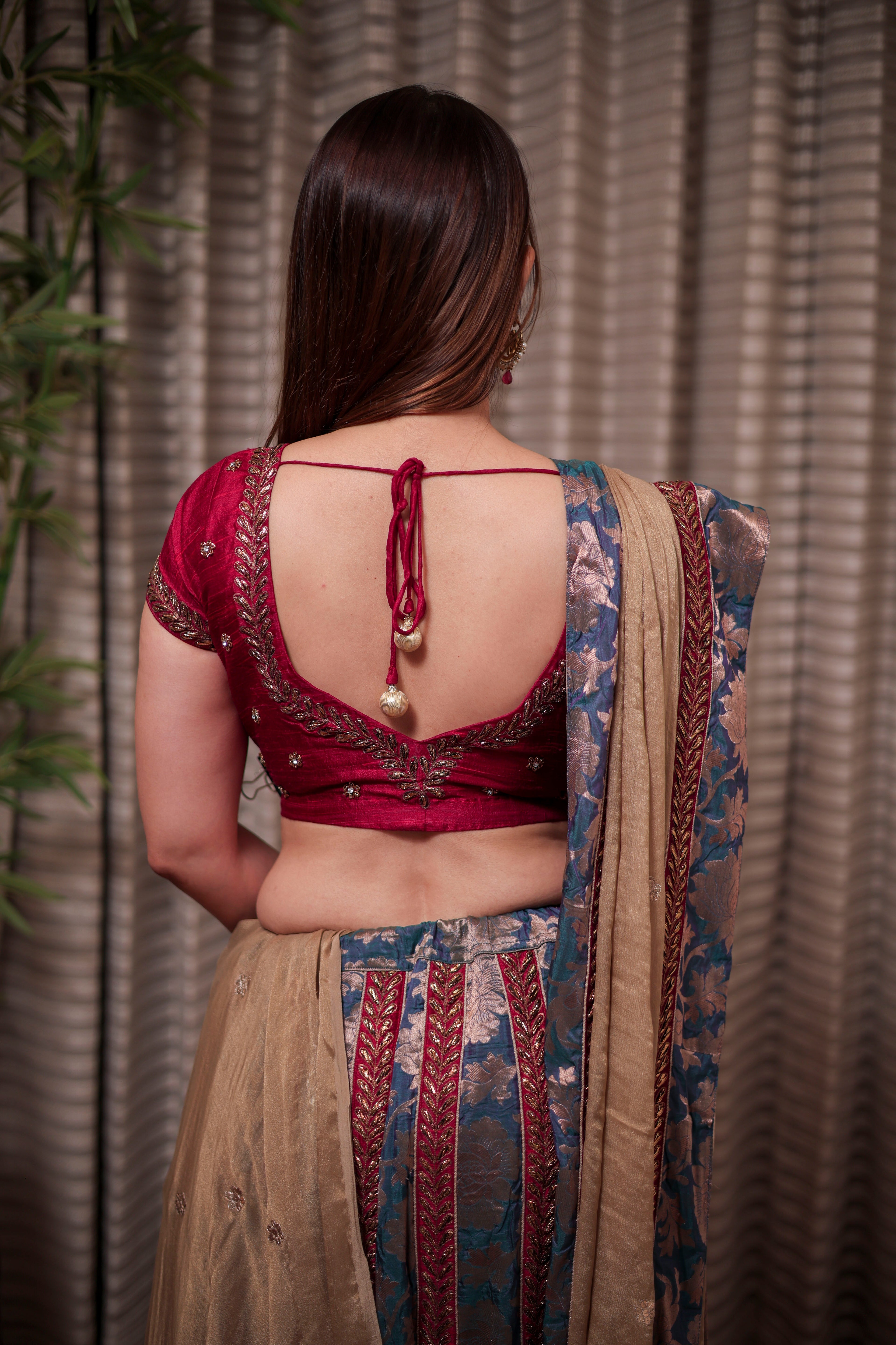 Regal Blue & Gold Lehenga Ensemble