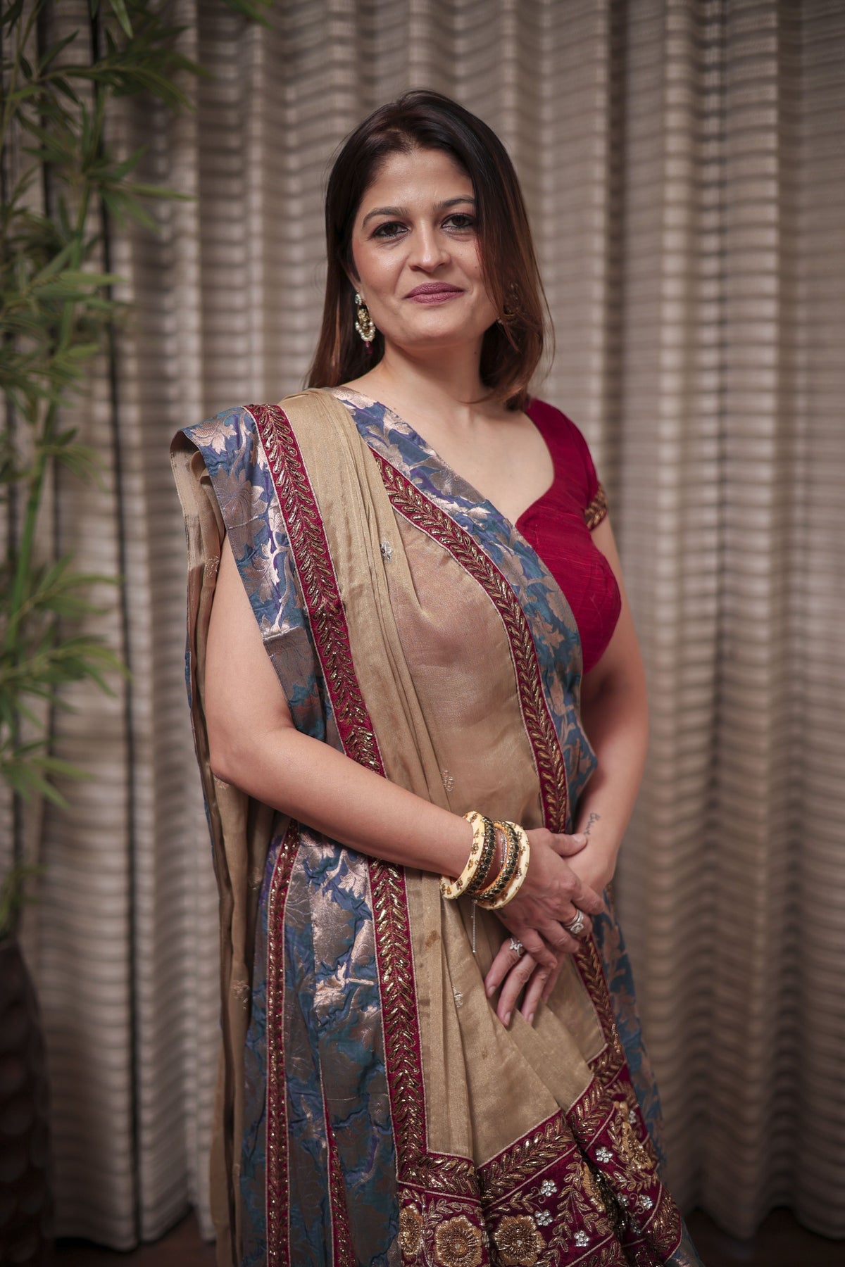 Regal Blue & Gold Lehenga Ensemble