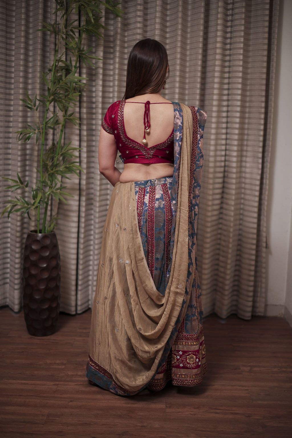 Regal Blue & Gold Lehenga Ensemble