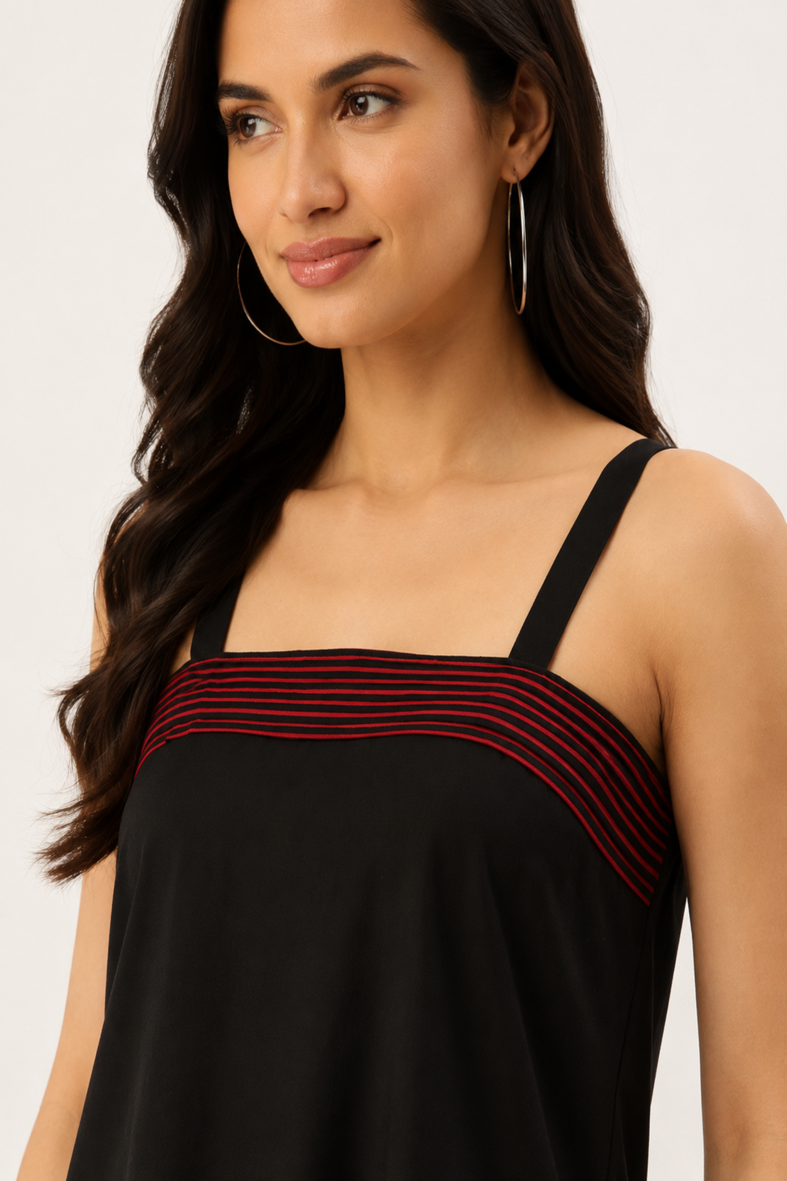 Black & Red Paisley Print Strappy A-Line Dress
