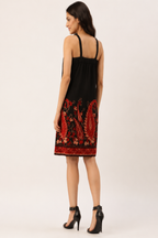 Black & Red Paisley Print Strappy A-Line Dress
