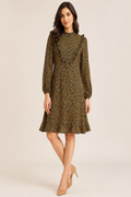 Chic High Neck Floral Midi Dress