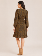 Chic High Neck Floral Midi Dress