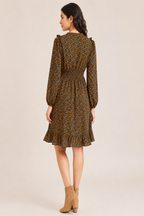 Chic High Neck Floral Midi Dress