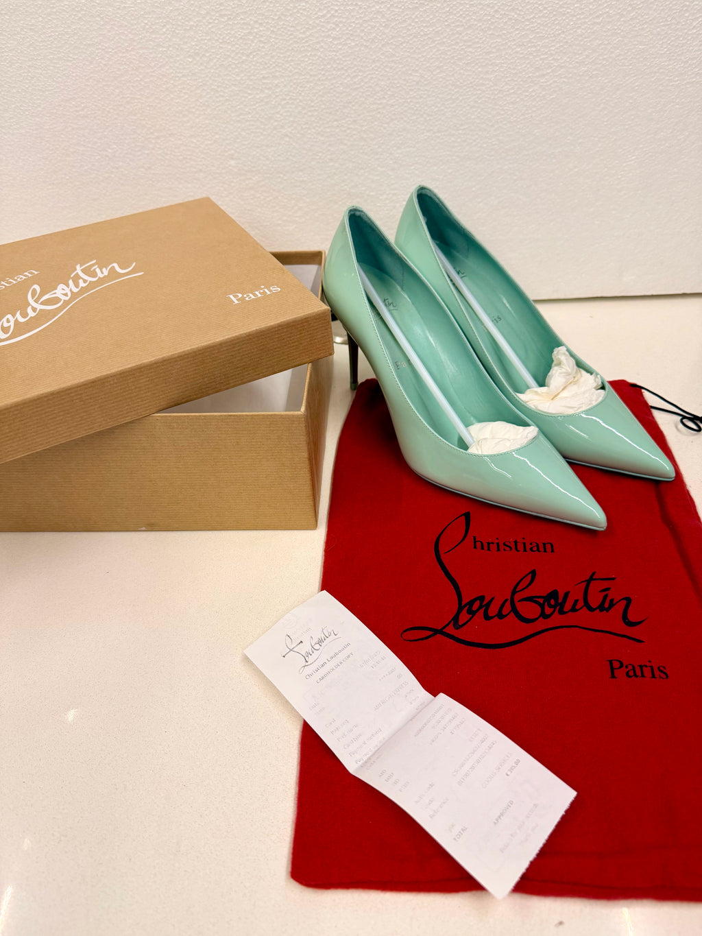 Kate 100 Patent Pumps Tiffany Blue Red Bottom