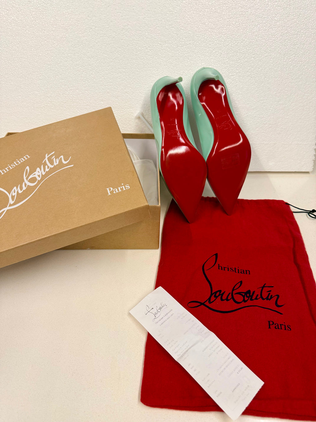 Kate 100 Patent Pumps Tiffany Blue Red Bottom