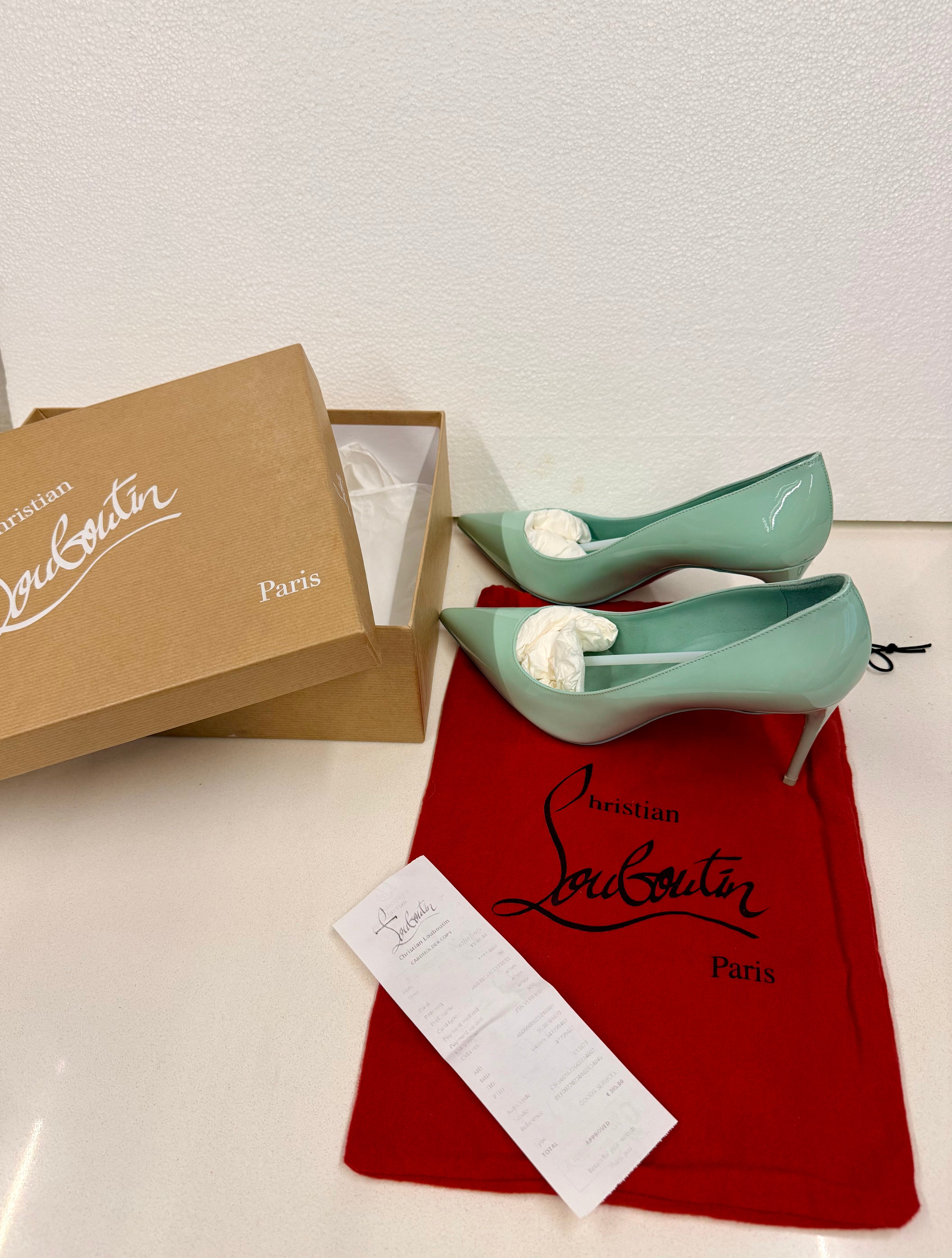 Kate 100 Patent Pumps Tiffany Blue Red Bottom