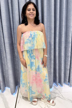 Pastel Cloud Tie-Dye Tube Maxi Dress