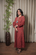 Rust Red Printed Grace Maxi Dress