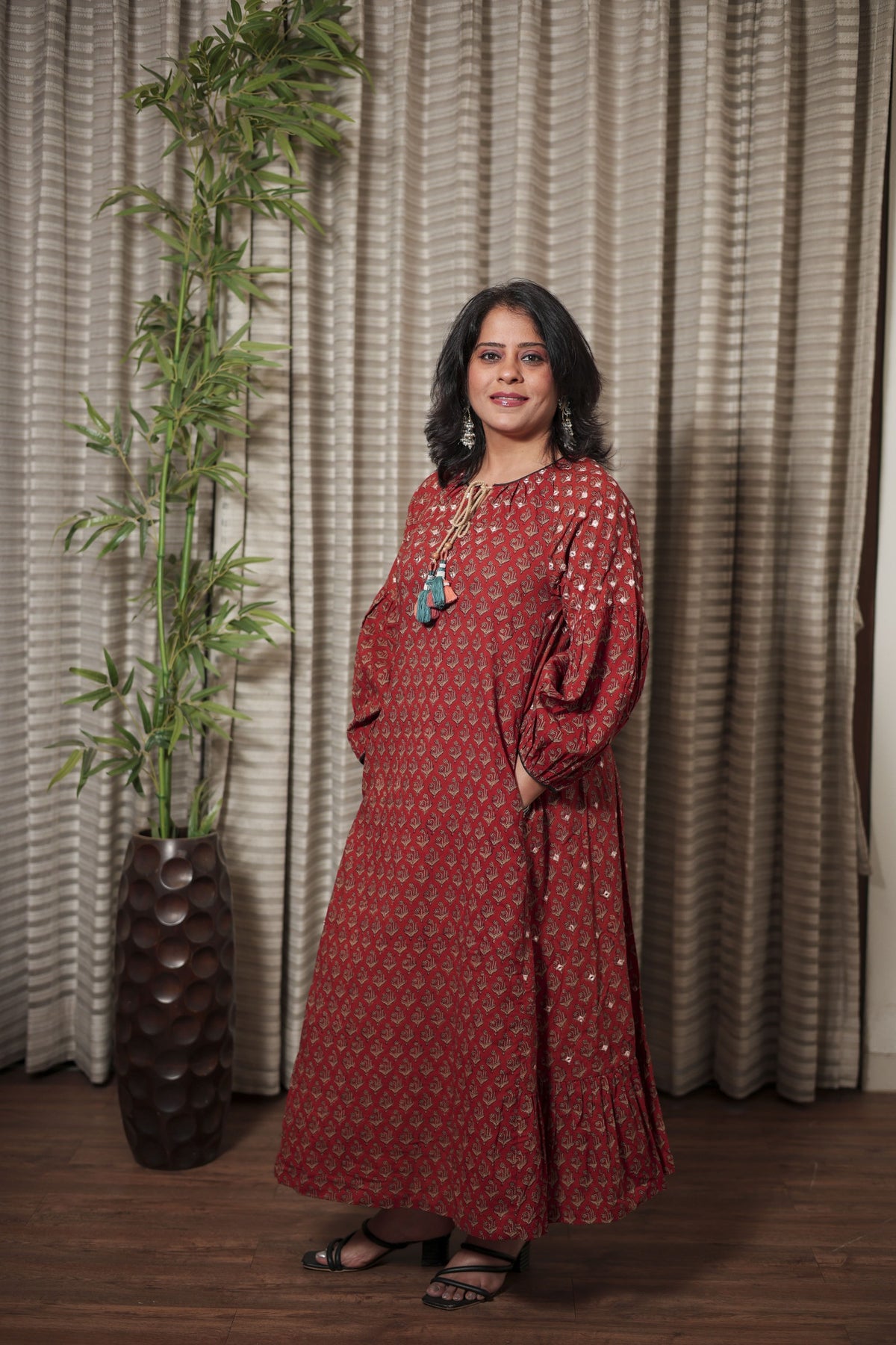 Rust Red Printed Grace Maxi Dress