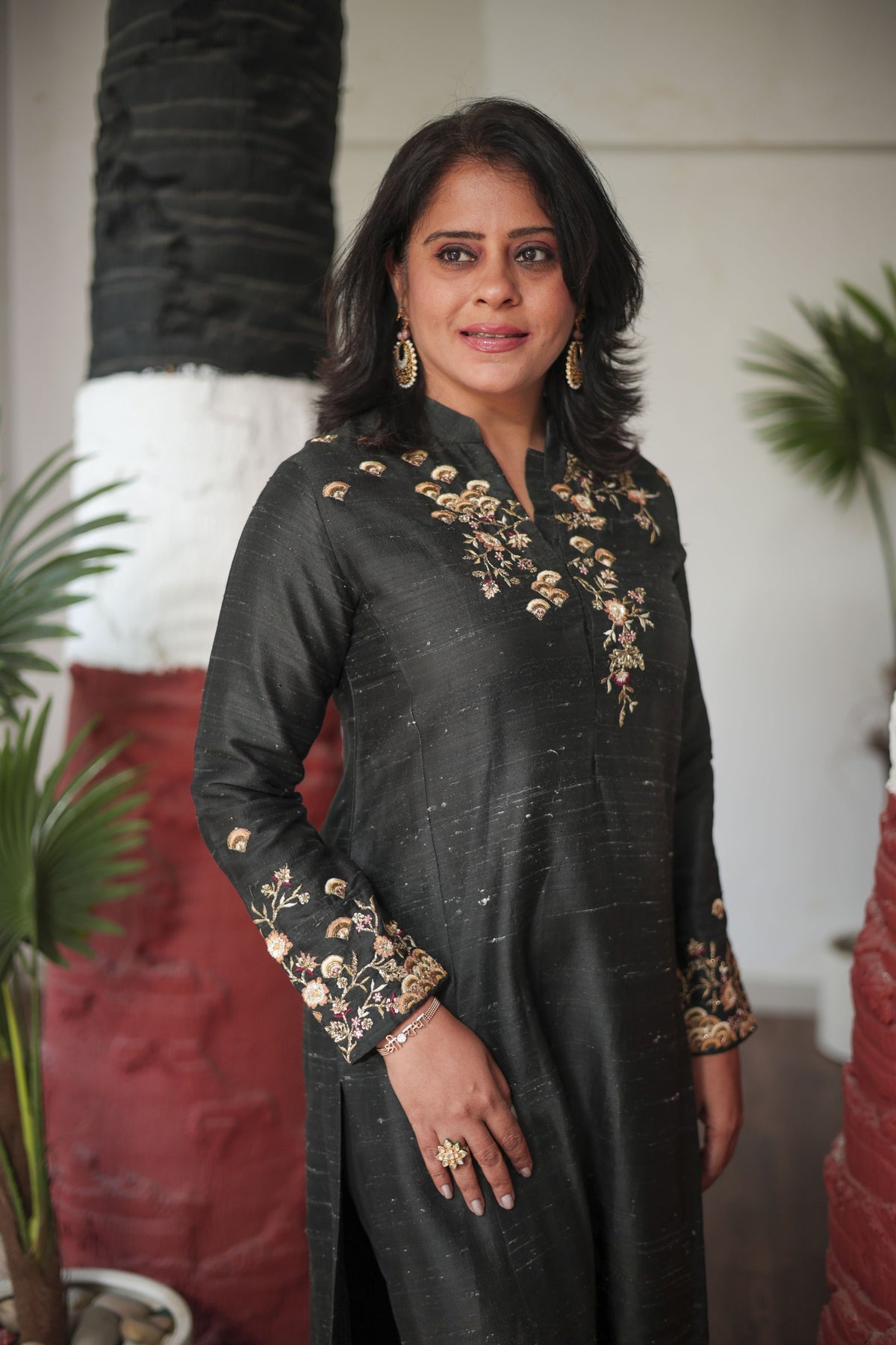 Classic Black Gold Accent Kurta Set