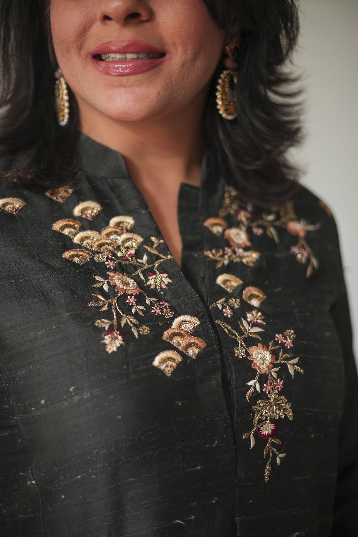 Classic Black Gold Accent Kurta Set