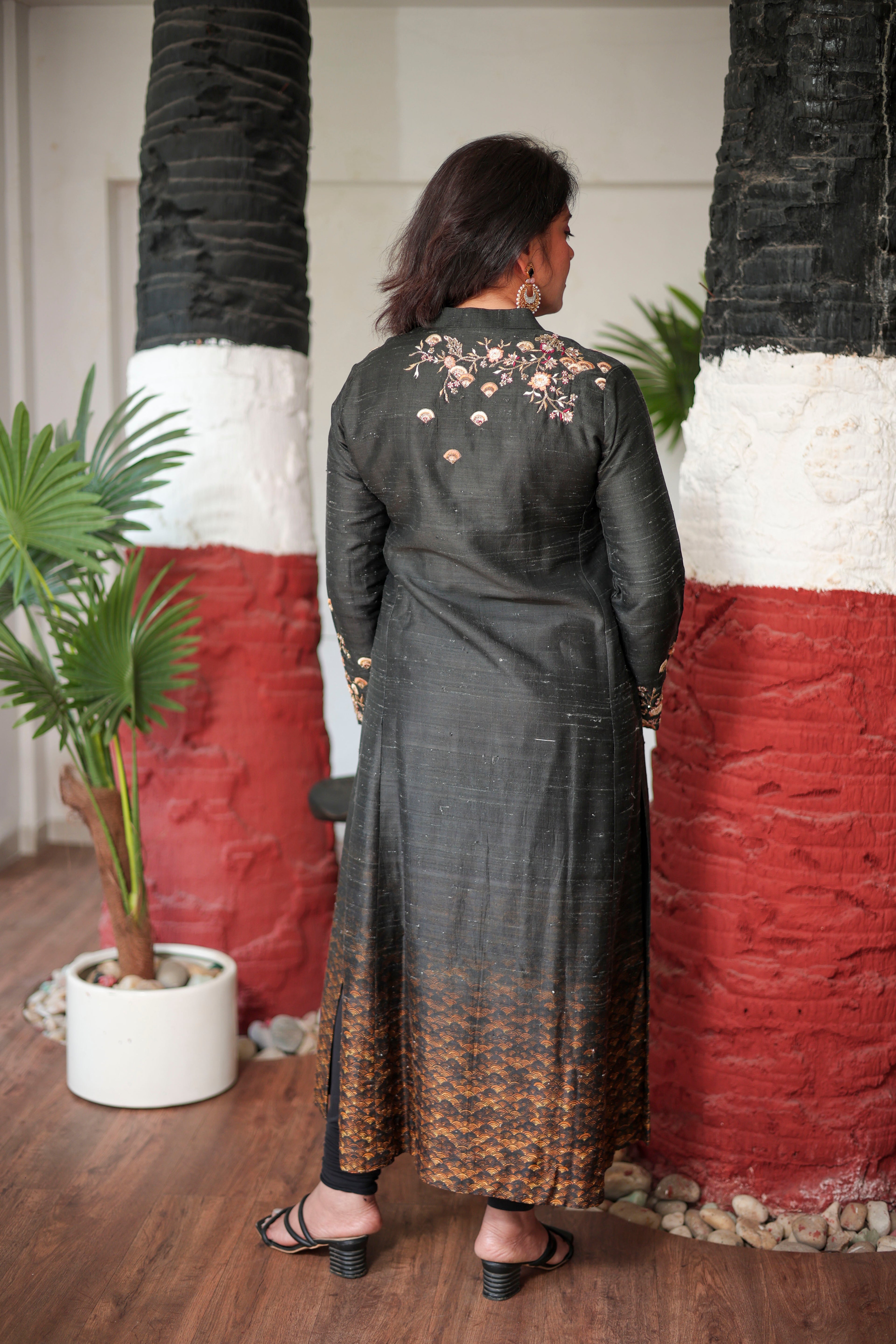 Classic Black Gold Accent Kurta Set