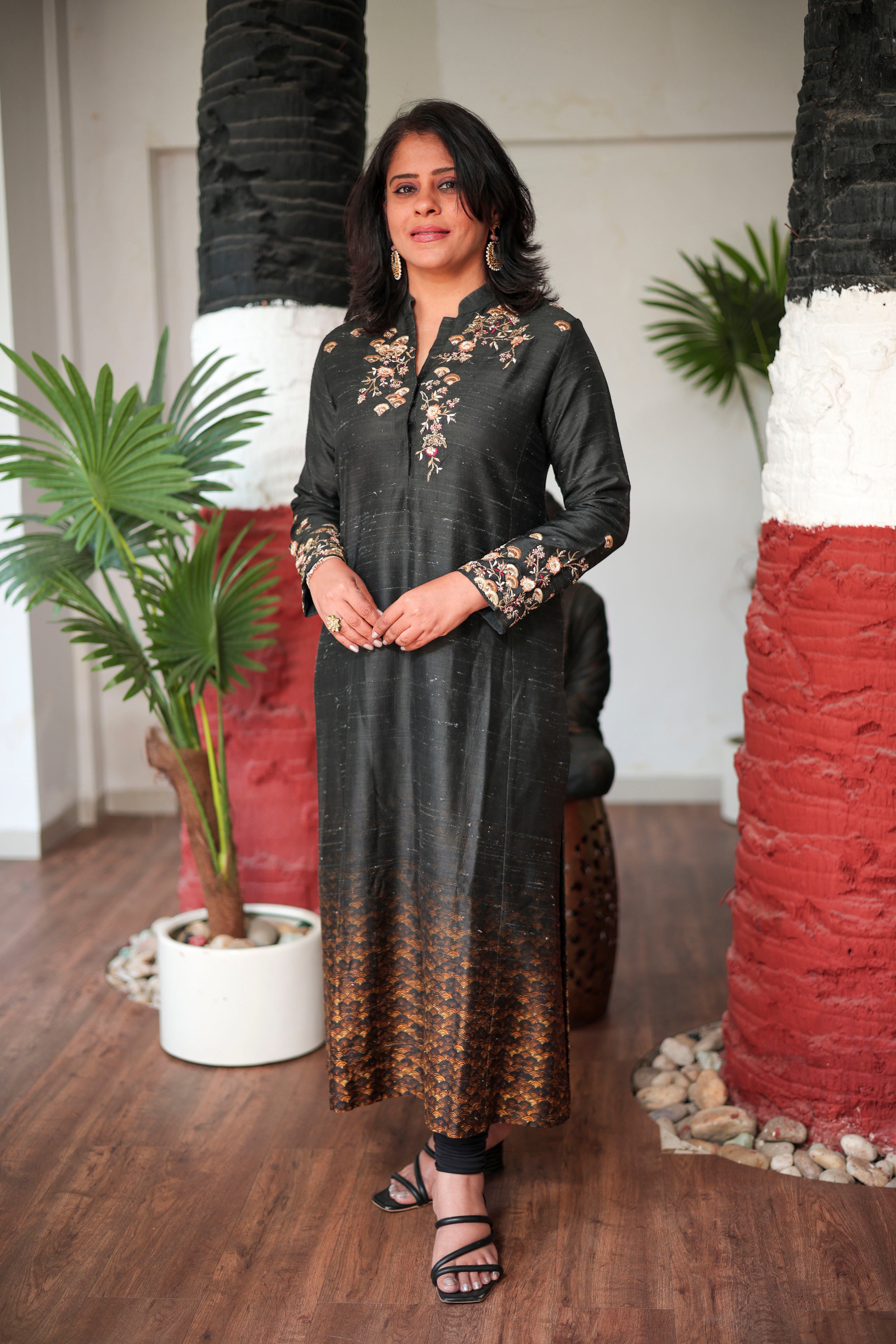 Classic Black Gold Accent Kurta Set