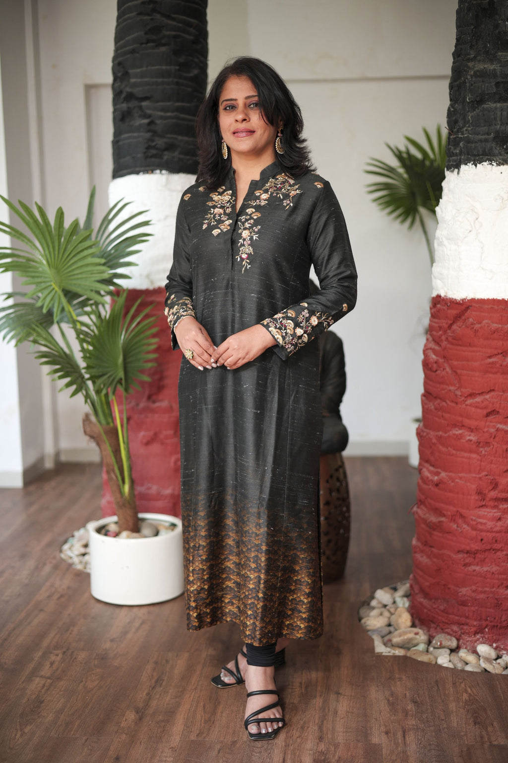 Classic Black Gold Accent Kurta Set