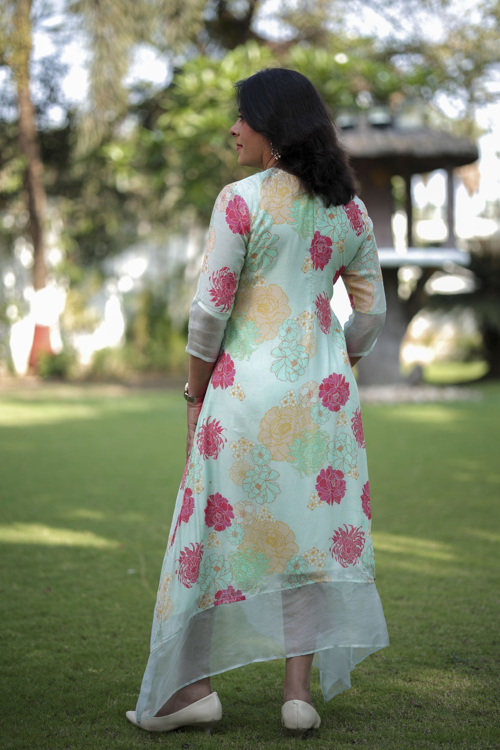 Pastel Garden Flow Midi Dress