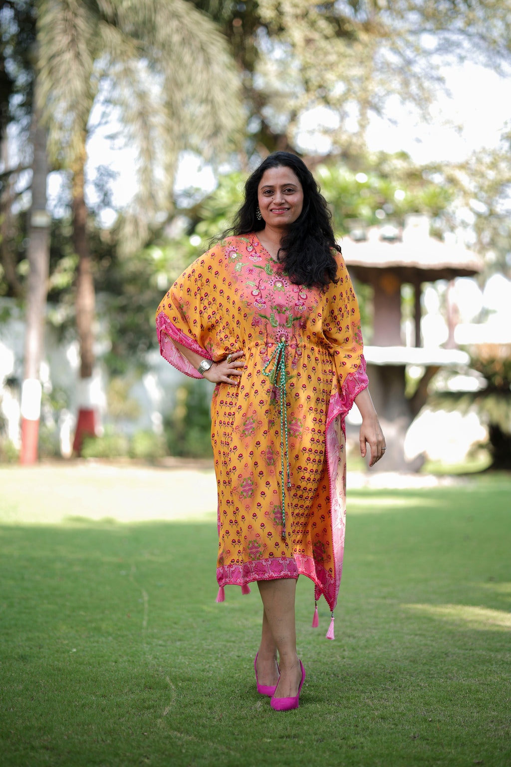 Tropical Charm Tie-Up Kaftan