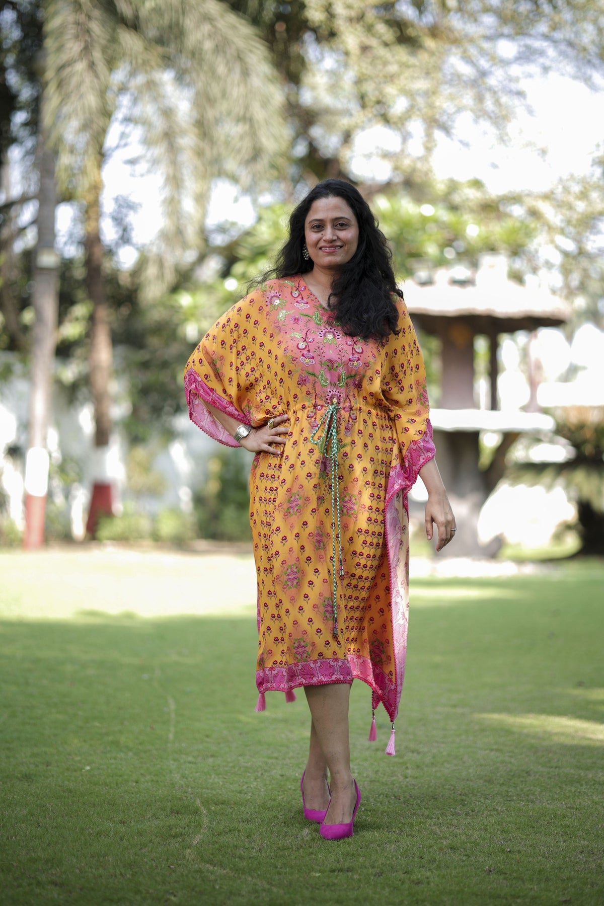 Tropical Charm Tie-Up Kaftan
