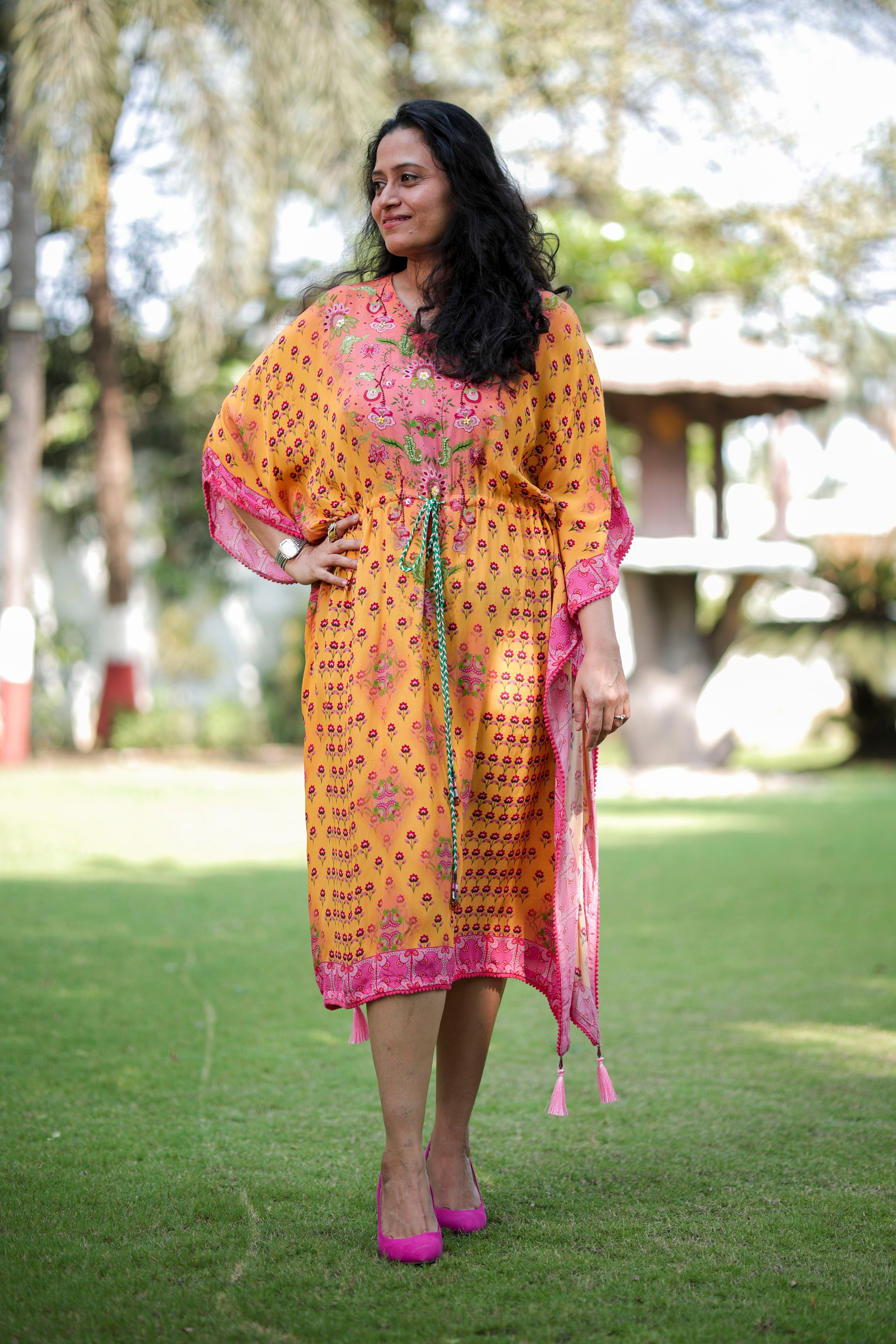 Tropical Charm Tie-Up Kaftan