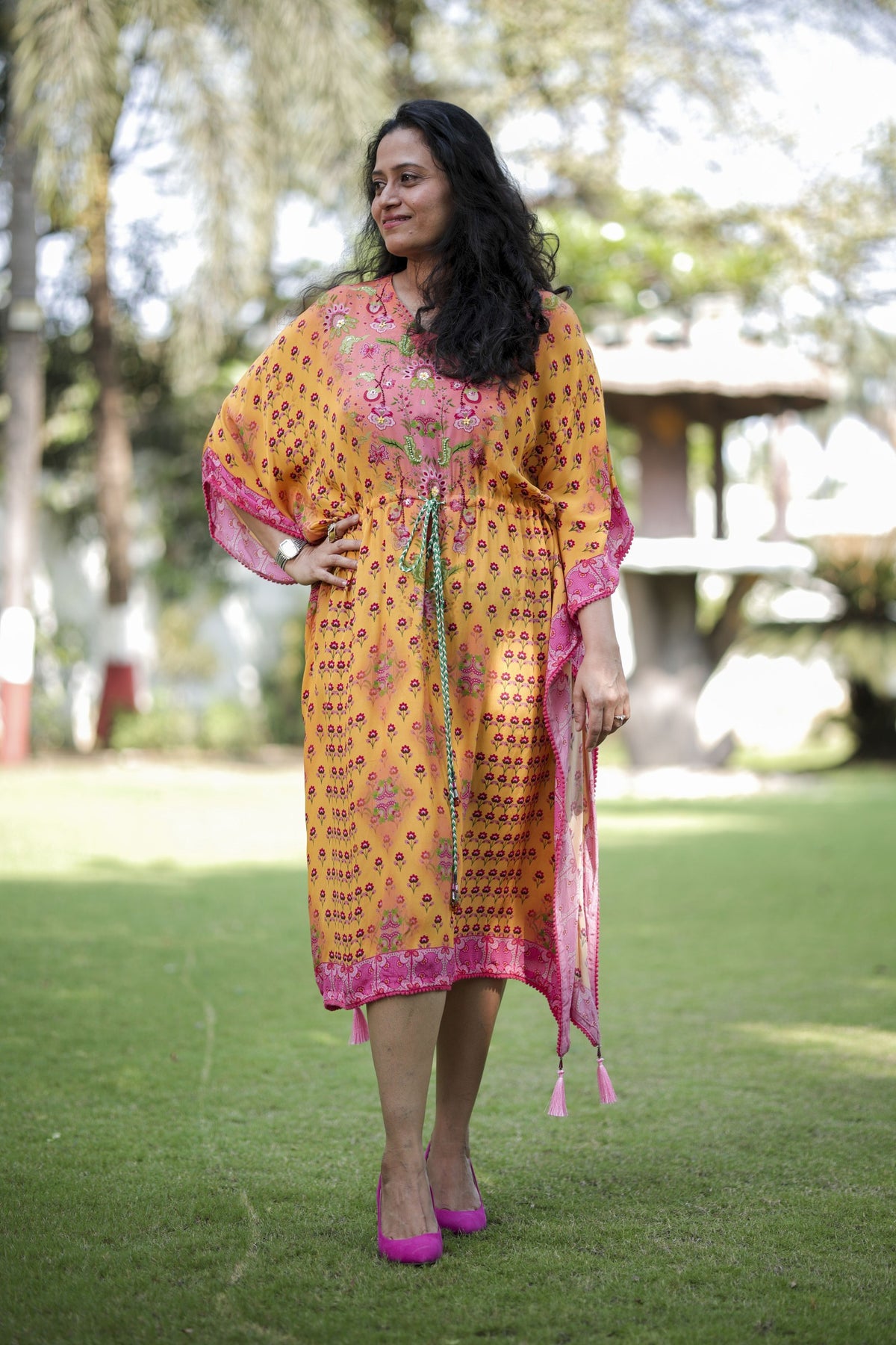 Tropical Charm Tie-Up Kaftan