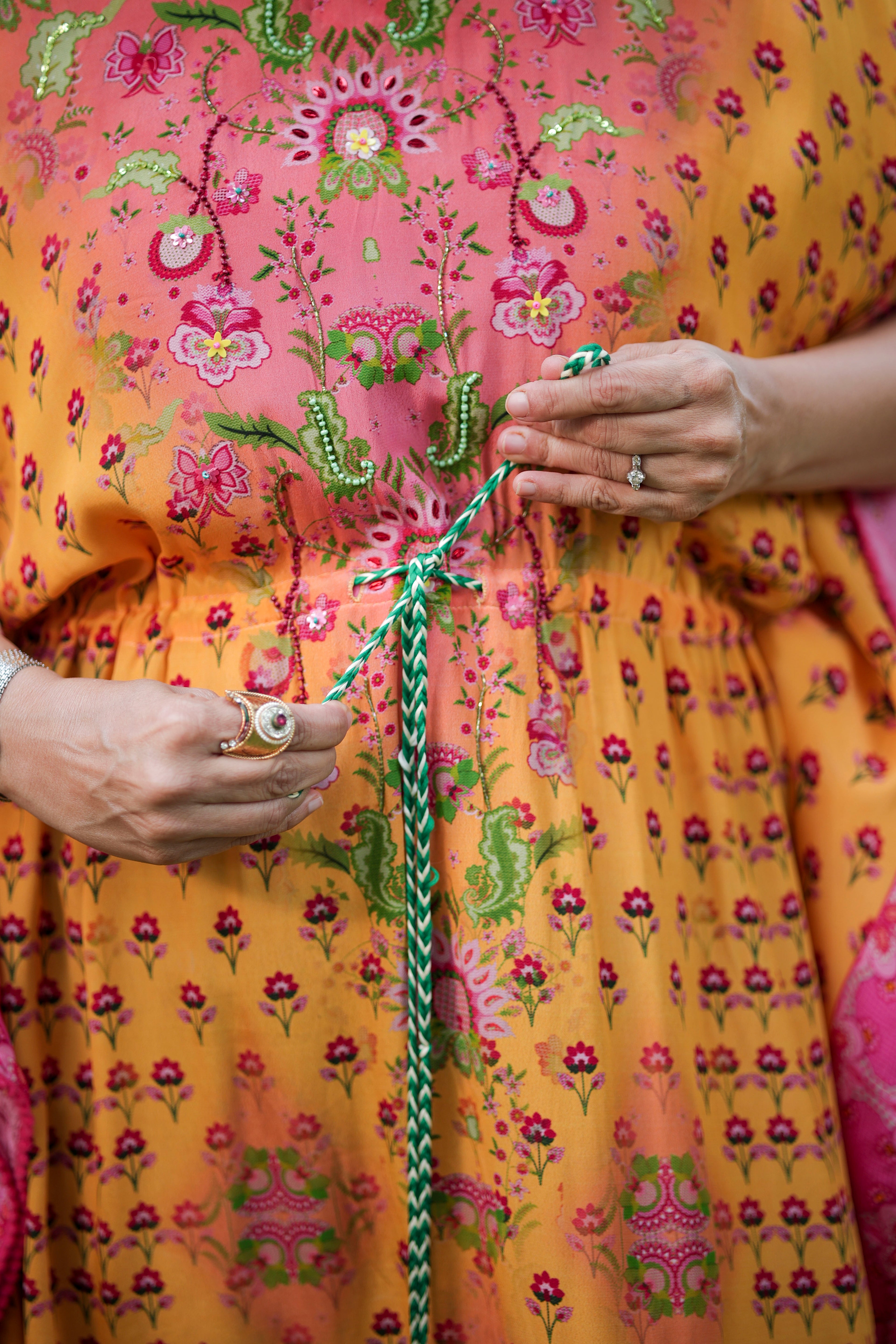 Tropical Charm Tie-Up Kaftan